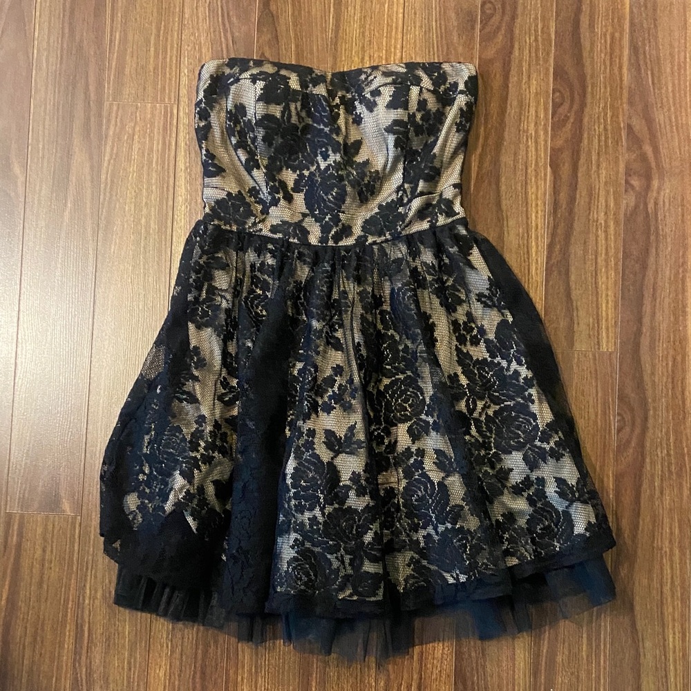 Eclipse Black and Cream Strapless Dress